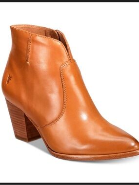 Frye Caramel Leather Pointed-Toe Ankle Boot